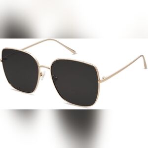 Trendy Oversized Square Metal Frame Sunglasses for Women Men Retro Big Flat Lens